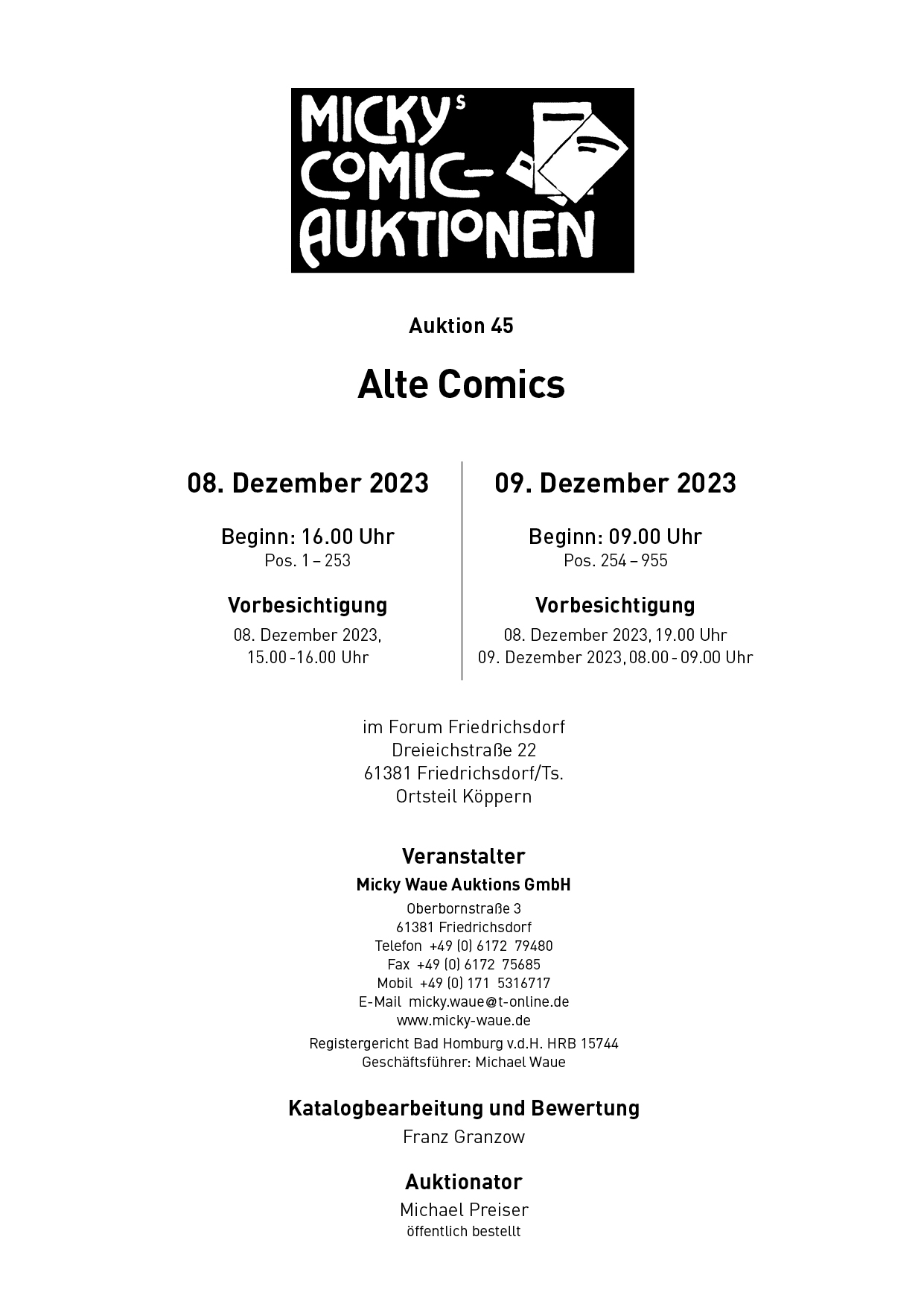 bild konnte nicht geladen werden für comic auktion 45