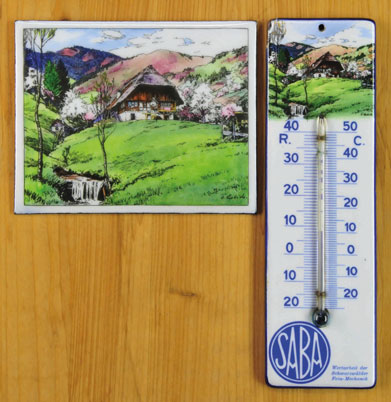 SABA Thermometer und Musterschild 