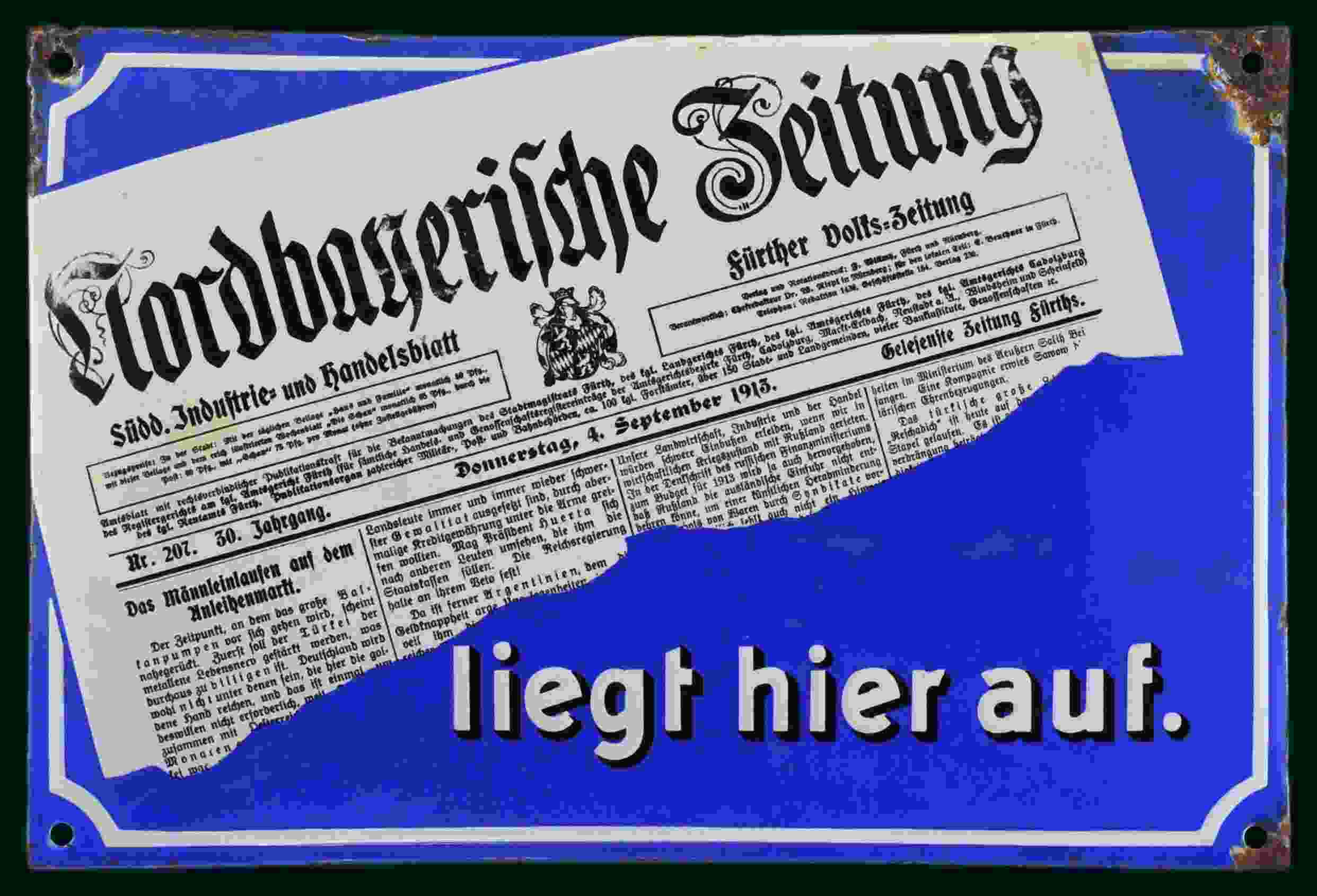 Konvolut 5x Nürnberger Nachrichten Zeitungsklammer Blech 