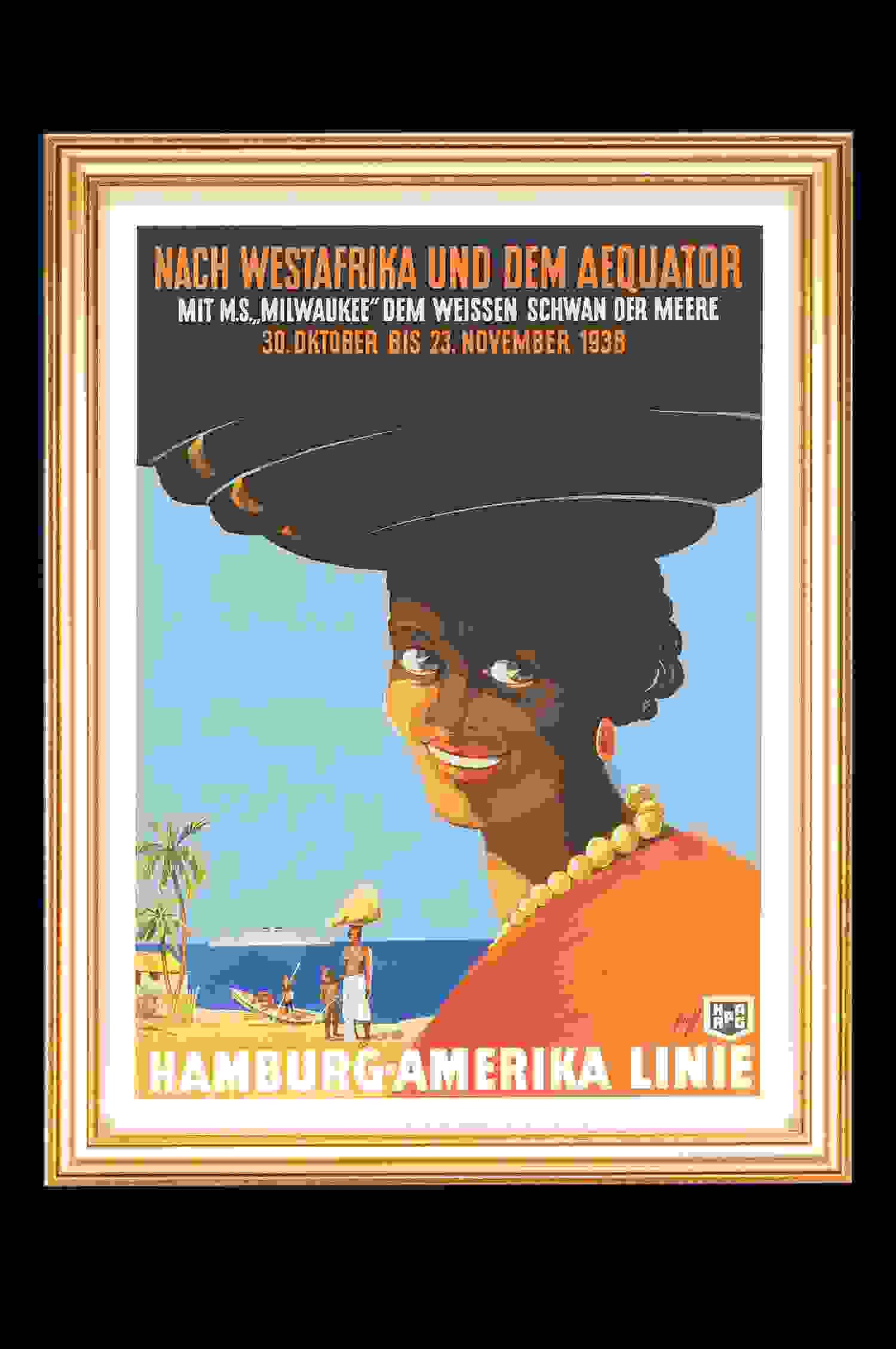 HAPAG Nach Westafrika Plakat im Rahmen 