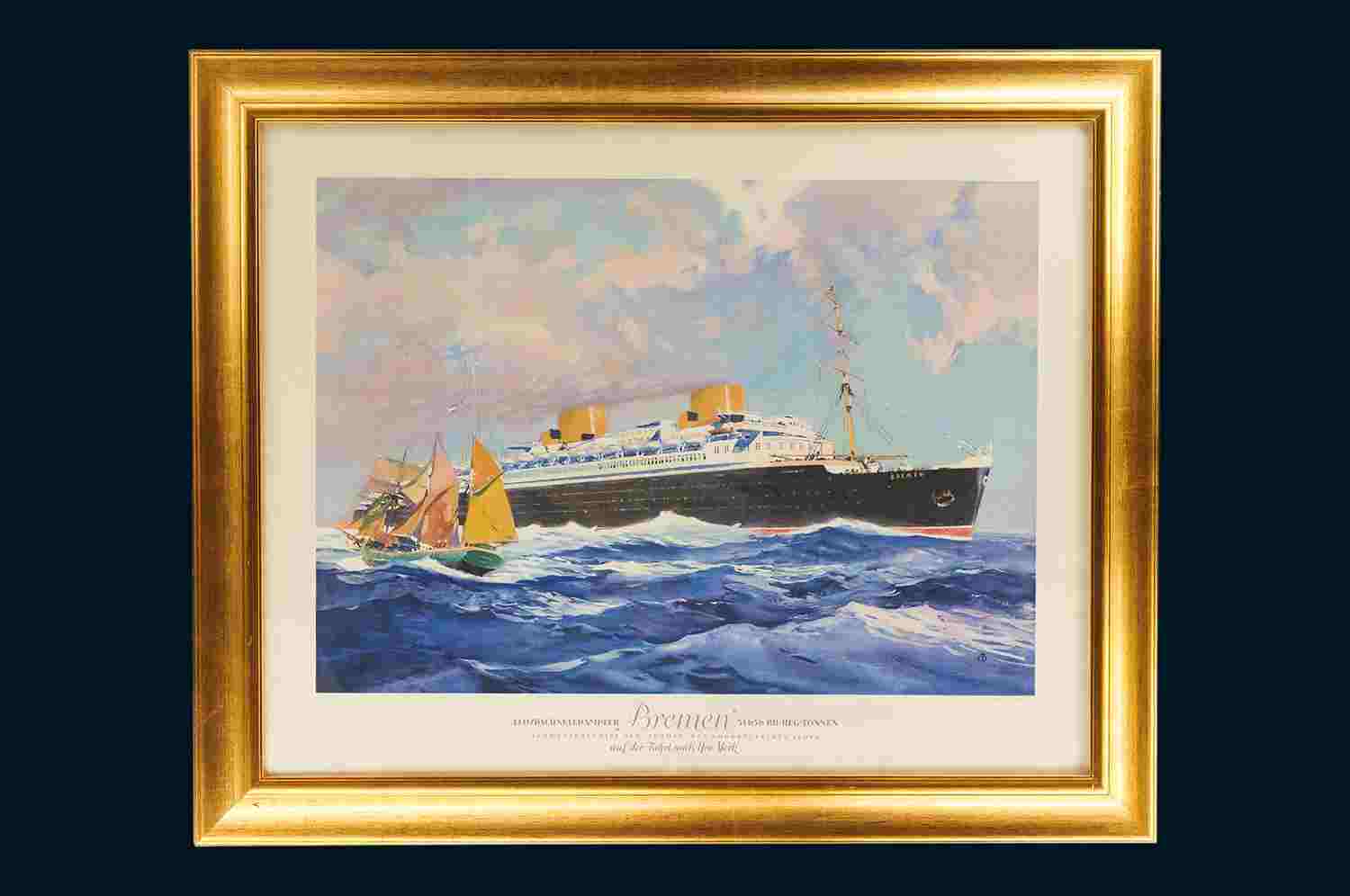 Norddeutscher Lloyd Bremen Plakat im Rahmen 