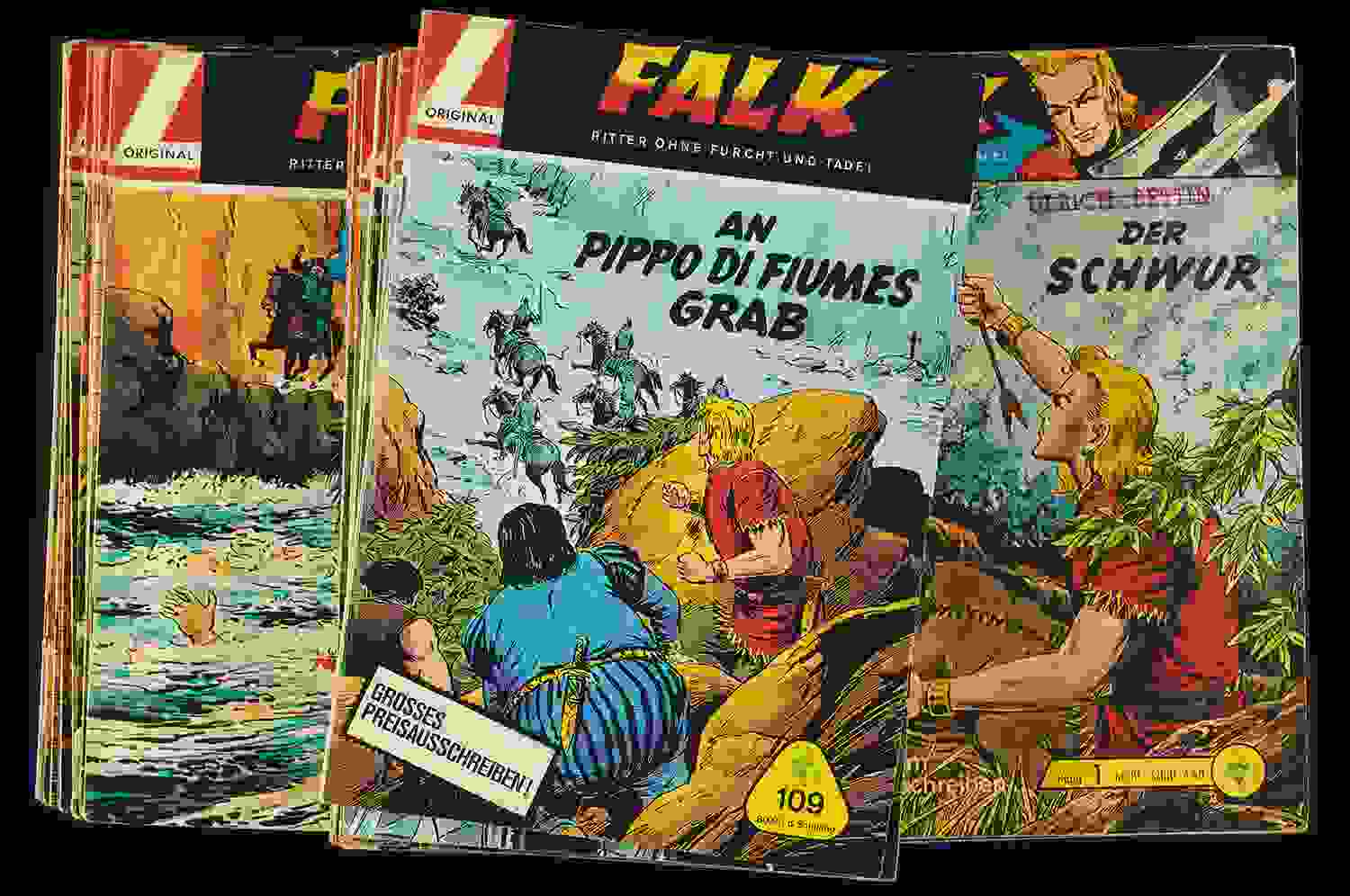 Falk Gb. Fast komplett, 114 Hefte 