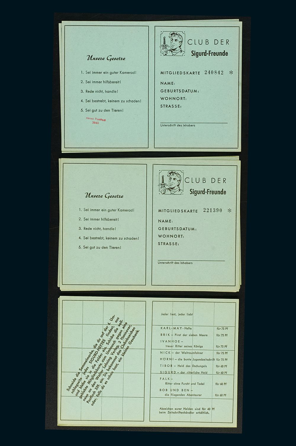 Clubausweis Konv. 19x Sigurd 